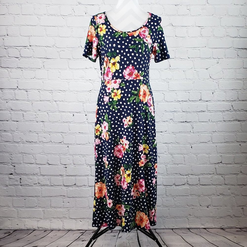 Bonded Large Polka Dot Floral Print Maxi